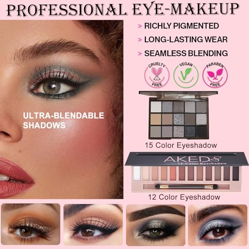 Full Makeup Kit for Women and Teens with Eyeshadow Lipstick Blush & Storage Bag