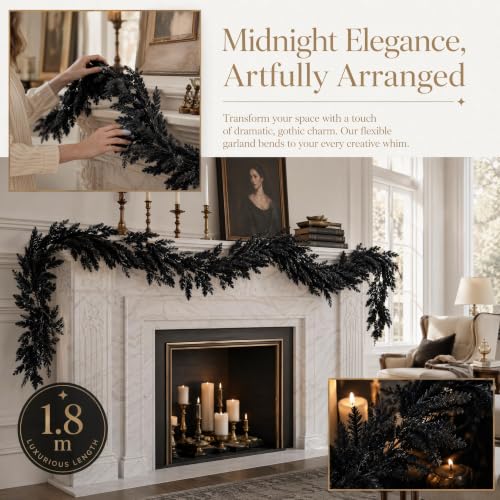 Black Halloween Garland 6FT Artificial Gothic Vine Decor for Haunted House