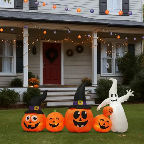 Halloween Inflatable Pumpkin Ghost Yard Decor - 8FT - Trygoal