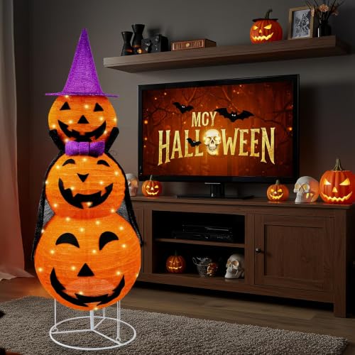 Halloween Collapsible Lighted Pumpkin Lantern with Cloak - 3.9FT Outdoor Decor