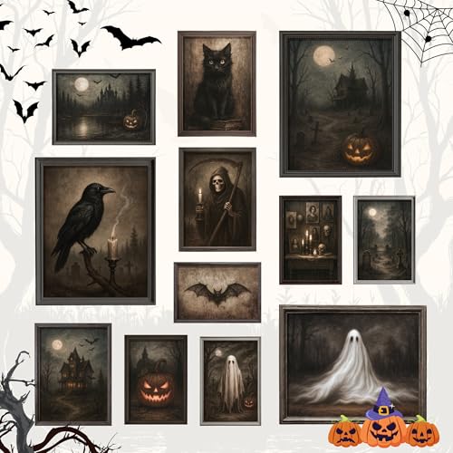 Halloween Vintage Wall Art - Gothic Ghost Prints, Unframed - Variation of Halloween Vintage