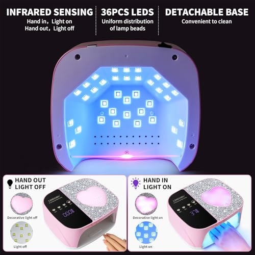 Pink UV LED Nail Lamp Kit for Gel Polish - Fast Curing, Rechargeable & Cordless