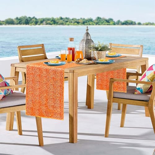 Orange Sequin Table Runner Set - 6 Pieces 12x72 Inches for Party & Wedding Decor