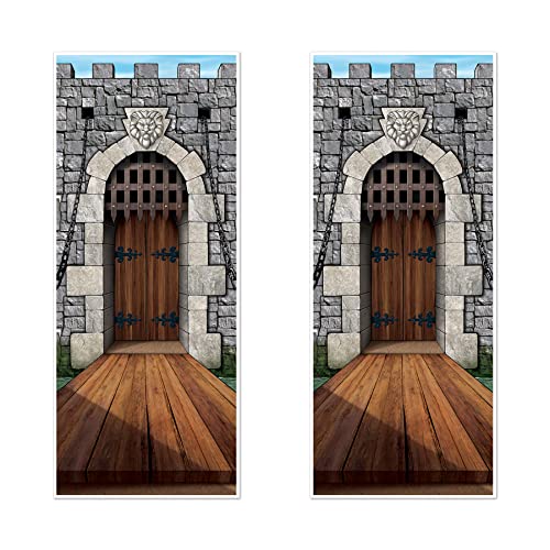 Medieval Castle Door Cover Set - 2 Pack Enchanted Entrance Decorations for Fantasy Parties