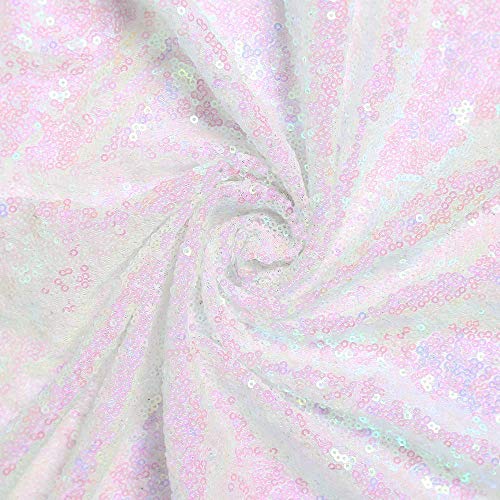 Iridescent White Sequin Table Runner Set - 12x108 Inches, 10 Pack