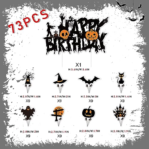 Halloween Cake Toppers 73PCS Set Horror Theme Decorations for Birthday & Party