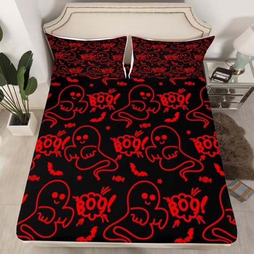 Halloween Ghost Full Size Bedding Set - Cartoon Bed Sheets for Kids Boys Girls - Halloween 11 / Full Variation