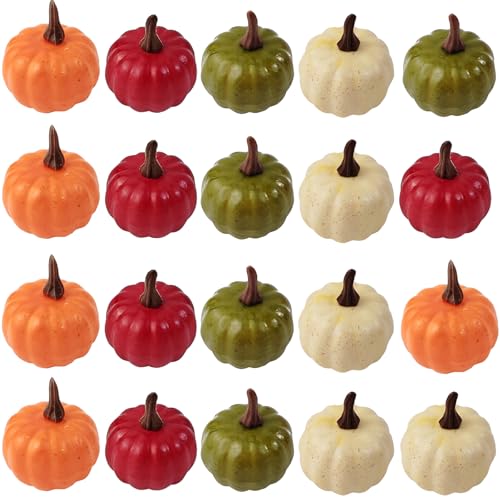 Mini Artificial Pumpkins for Fall Decor - 20PCS Autumn Harvest Decor, Halloween & Thanksgiving Table Centerpieces