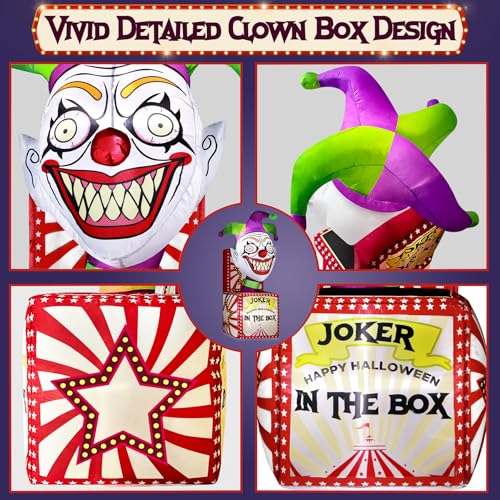 4Ft Halloween Inflatable Clown Box with Bright LED Lights Outdoor Spooky Yard Decor