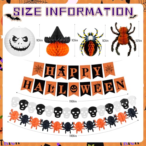 Halloween Office Decorations Kit with Pumpkin Lanterns & Banners - 13 Pieces