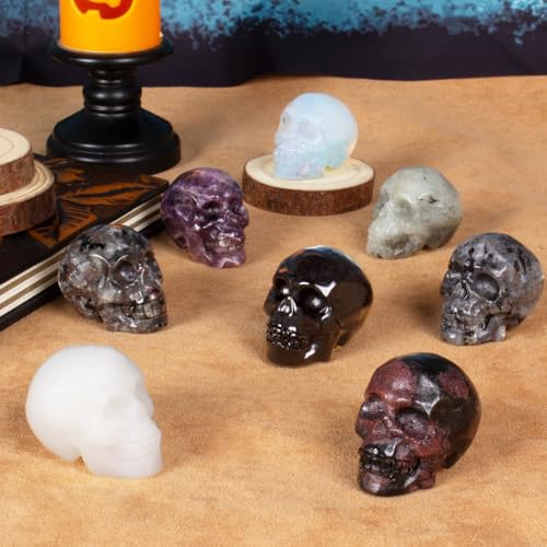 Larvikite Crystal Skull Miniature with Blue Silver Shimmer - Hand Carved Reiki Healing Pocket Stone, Home Decor, Meditation Gift