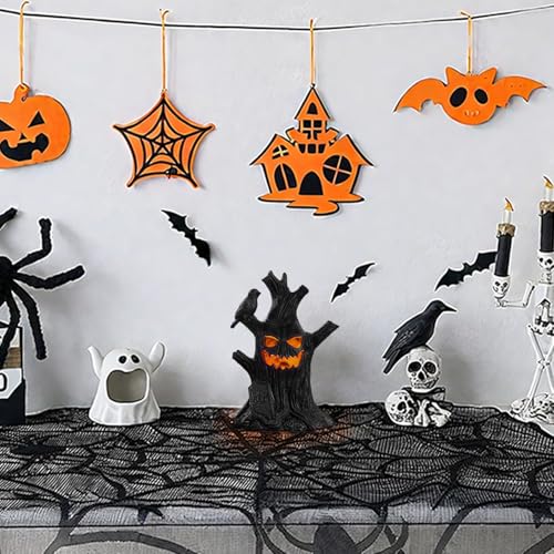 Halloween Tree Light Decoration with Glowing Face - Indoor Haunted Tree Scene