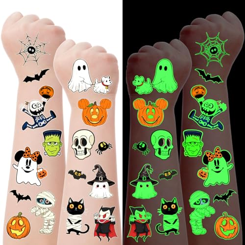 Multi-Colored Halloween Glow in the Dark Temporary Tattoos 160pcs Waterproof Stickers