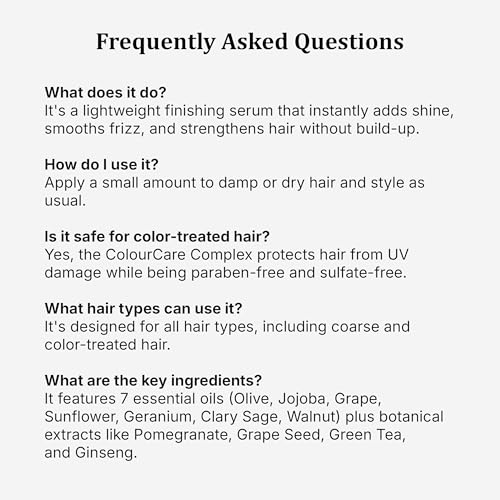 ALOXXI E7 Smoothing Serum, Lightweight Hair Serum with 7 Essential Oils, Smoothes, Strengthens & Adds Shine, for All Hair Types, 3.4 Fl Oz