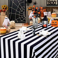 Black & White Striped Rectangle Tablecloth 57x120 Inches - Holiday & Party Decor - Variation of THIS listing