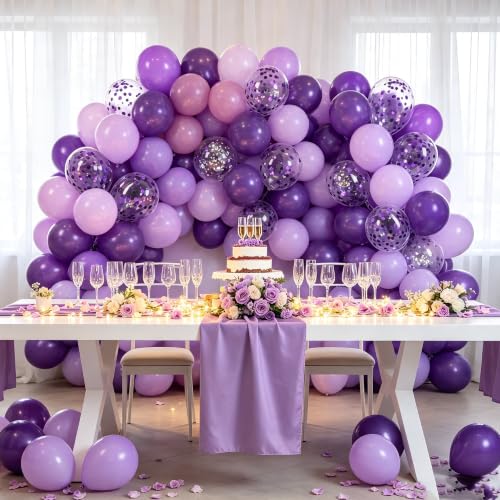 Dark Purple Balloons 50 Pack - 12 Inch Metallic & Latex Party Decor