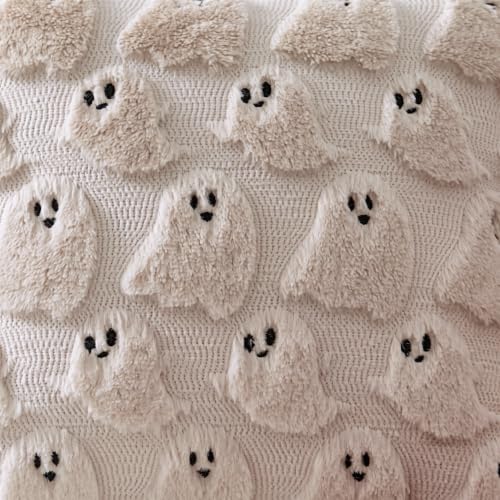 Halloween Throw Pillow Covers 18x18 Inch Set of 4 Beige Ghost - Fall Decor