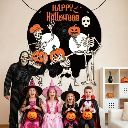 Halloween Skeleton Car Backdrop Banner for Trunk or Treat 51x49 Inch