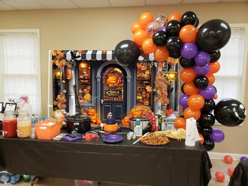 Halloween Backdrop for Photography 7x5FT - Maple Leaves Witch Pumpkin Banner
