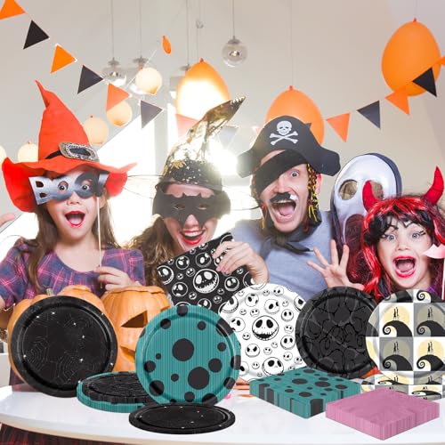 Halloween Party Plates and Napkins Set - Nightmare Theme, 60 Pieces