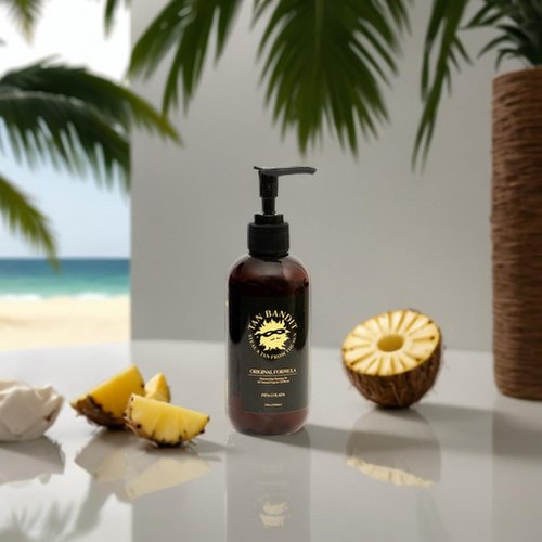 Tan Bandit Moisturizing Tanning Oil with Pina Colada Fragrance, 100% Organic, Non-greasy, Antioxidant-Rich, Tanning Bed Safe, Fast Absorbing, Deep Hydration, Unisex, Pump Bottle, 8 oz, 1ct