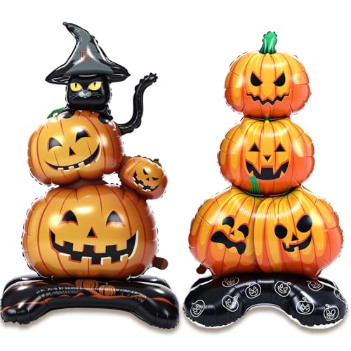 Halloween Pumpkin Foil Balloons Set - 55 Inch Standing Decor for Party