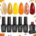 Beetles Fall Gel Polish Set - Mixed Finishes Golden Red Glitter Nail Polish