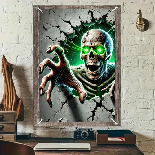 Halloween Creepy Doll Window Cover - 31x47 Inch Polyester Decor