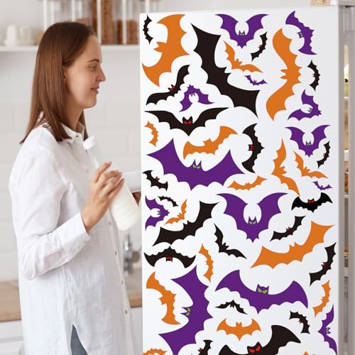 Halloween Window Clings 112 Pcs Double Sided Bat Stickers for Home Office Classroom Decor