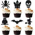 Halloween Cupcake Toppers 36Pcs Spooky Party Decor Bat Skull Ghost Owl