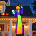 10FT Sitting Halloween Inflatable Pumpkin with Flame Light for Roof Decor - Outdoor Yard Decoration
