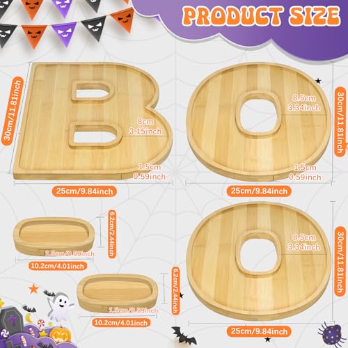 Halloween Charcuterie Board with Dipping Saucers - Boo Design, Bamboo Serving Tray
