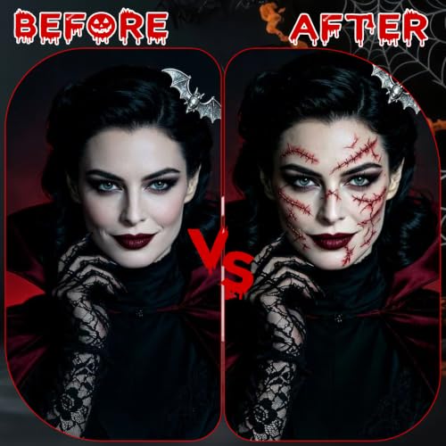 Fake Scar & Bloody Wound Temporary Tattoos - Halloween Horror Makeup Stickers - 25 Sheets