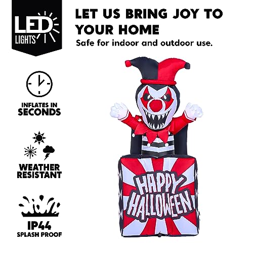 5 Ft Halloween Inflatable Clown Decor with LEDs - Outdoor Yard & Garden Decoration