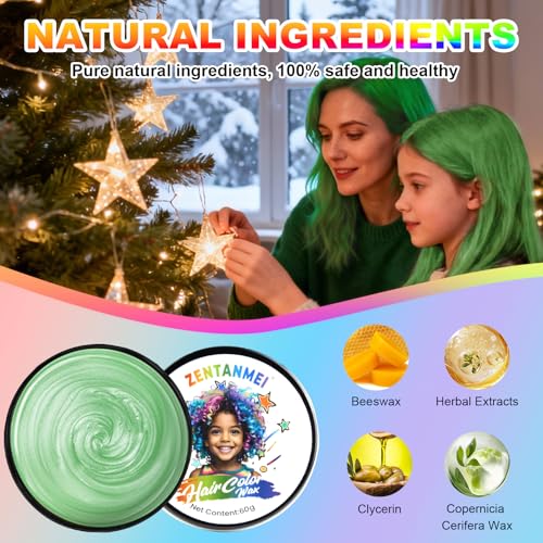 Temporary Hair Color Wax - Washable and Vibrant Green for Party & Cosplay