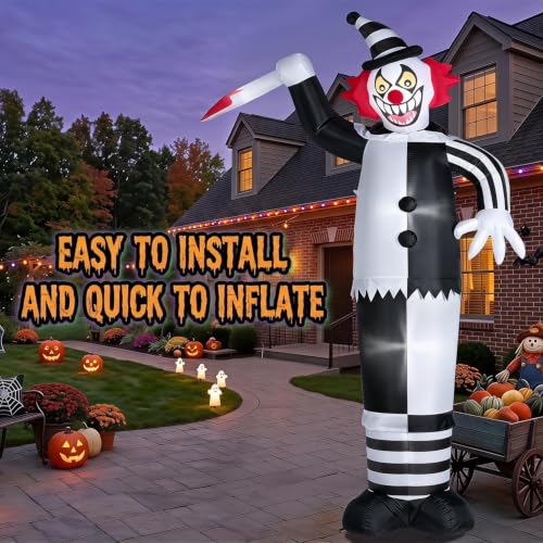 12FT Halloween Inflatable Clown with LED Lights - White Version Outdoor Yard Decor
