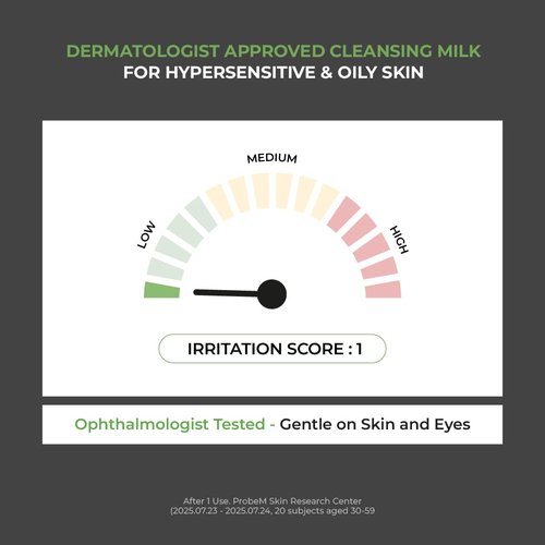 JUMISO D-Panthenol Barrier Soothing Cleansing Milk (300ml/10.14oz) – 92% Cleansing Power 5-Ceramide Gentle Ophthalmologist Tested First Cleanser, Sting-Free Sunscreen & Makeup Melt for Sensitive Skin