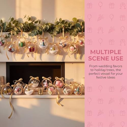 Small Transparent Fillable Acrylic Ornament Balls - 20 pcs, 6cm, DIY Crafts