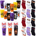 Halloween Gift Set with Coffee Cups and Plush Socks - Horror Theme, 12 Sets