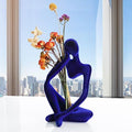 Blue Abstract Thinker Statue - Large Resin Flocked Decor Figurine for Living Room & Office