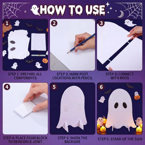 Halloween Ghost Cardboard Cutouts Set - Rustic Farmhouse Decor, 27.56 Inches, 4 Pieces - Variation: Ghost