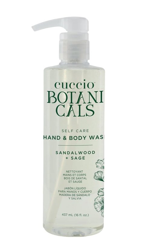 Cuccio Botanicals Hydrating Hand & Body Wash - Sandalwood & Sage, 16 oz | Moisturizing Cleanser for Soft Skin
