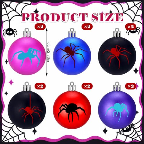 12 pcs Halloween Spider Christmas Tree Ball Ornaments - Web Design