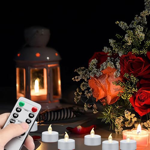 Flameless LED Tea Lights with Remote Control - Warm White, 24 Pack