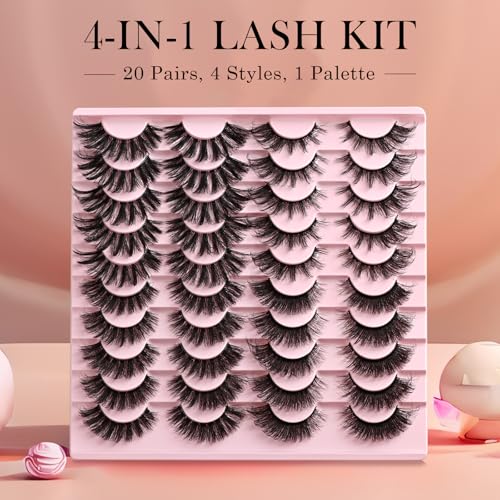 False Eyelash Set AP-3 Wispy Cat Eye Style 4 Styles Reusable Faux Mink Fluffy Lash Pack