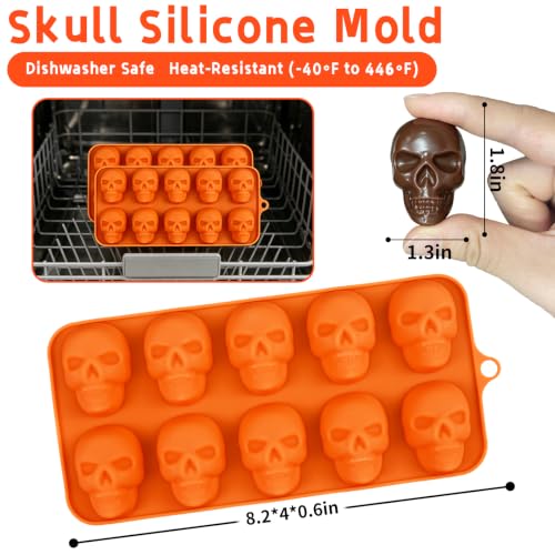Halloween Skull Silicone Mold 2-Pack - Orange Skull Candy & Chocolate Molds