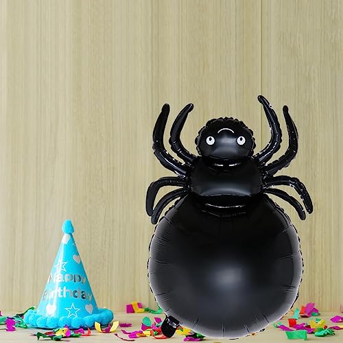 Black Spider Foil Balloons for Halloween & Party Decorations - Set of 5