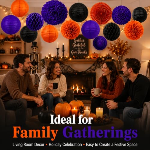 21PCS Halloween Paper Lanterns and Decorations Set for Indoor & Outdoor Party