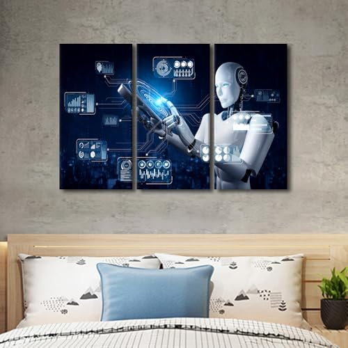 Wall Art Decorations Robot Concept Canvas Print - 42x28 in - Variation of THIS listing