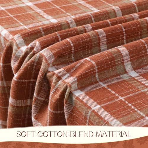 Romanstile Fall Checkered Tablecloth Square - Orange Plaid 54x54 Inches - Autumn Decor